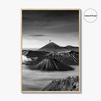 Mount Bromo Black and White Fine Art Photo Print, East Java Volcano Poster
