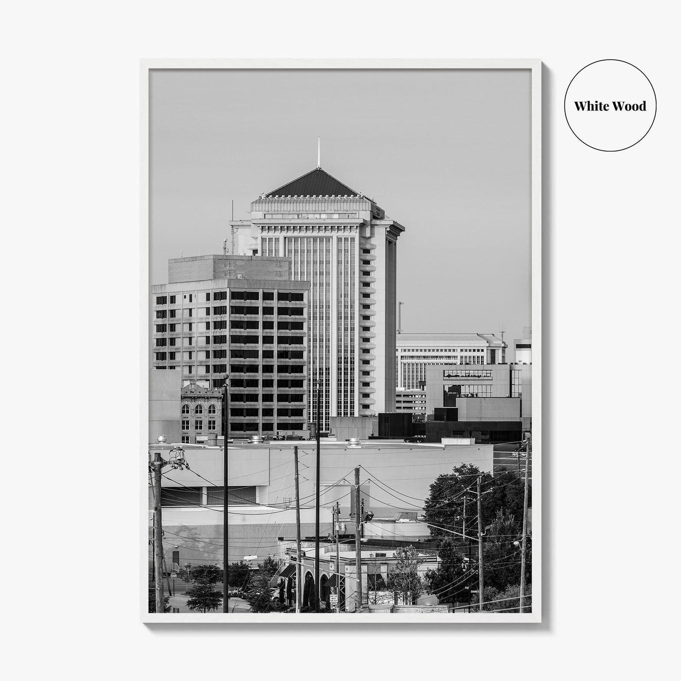 Montgomery Skyline Black and White Fine Art Photo Print, Downtown, Alabama USA Poster