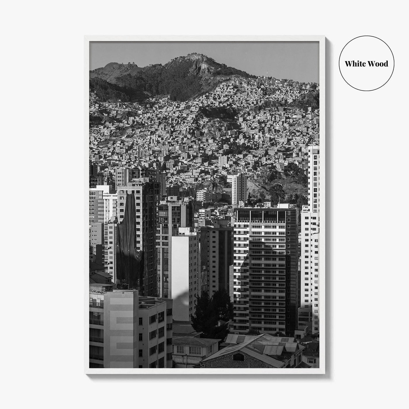 La Paz Black and White Fine Art Photo Print, Bolivia Andes Mountains Poster
