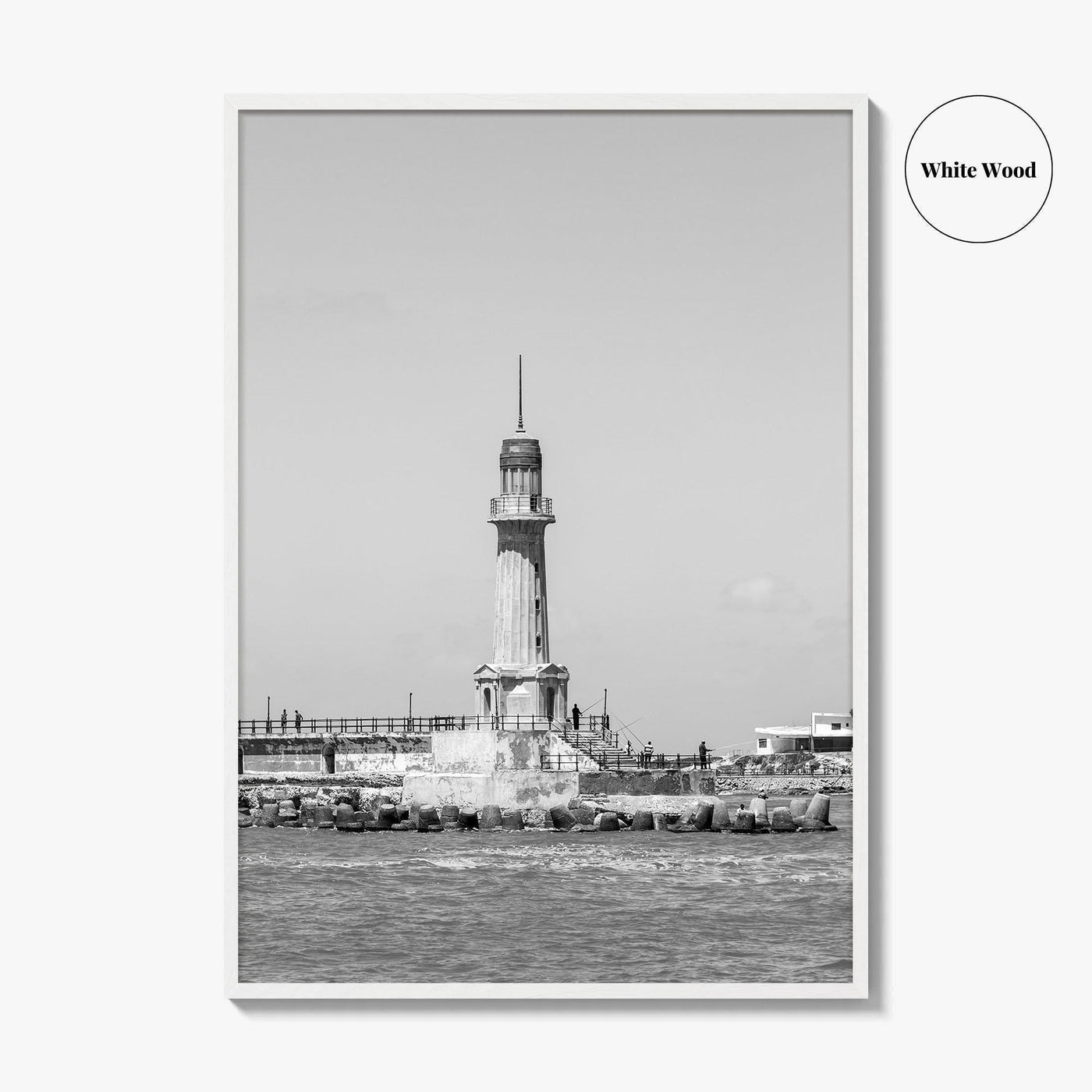 Alexandria Egypt Black and White Fine Art Photo Print, Lighthouse, Pharos, Wall Decor Poster