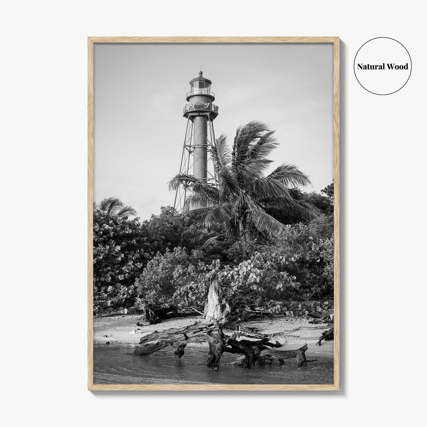 Captiva Black and White Fine Art Photo Print, Sanibel Island Lighthouse, Florida Poster