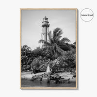 Captiva Black and White Fine Art Photo Print, Sanibel Island Lighthouse, Florida Poster