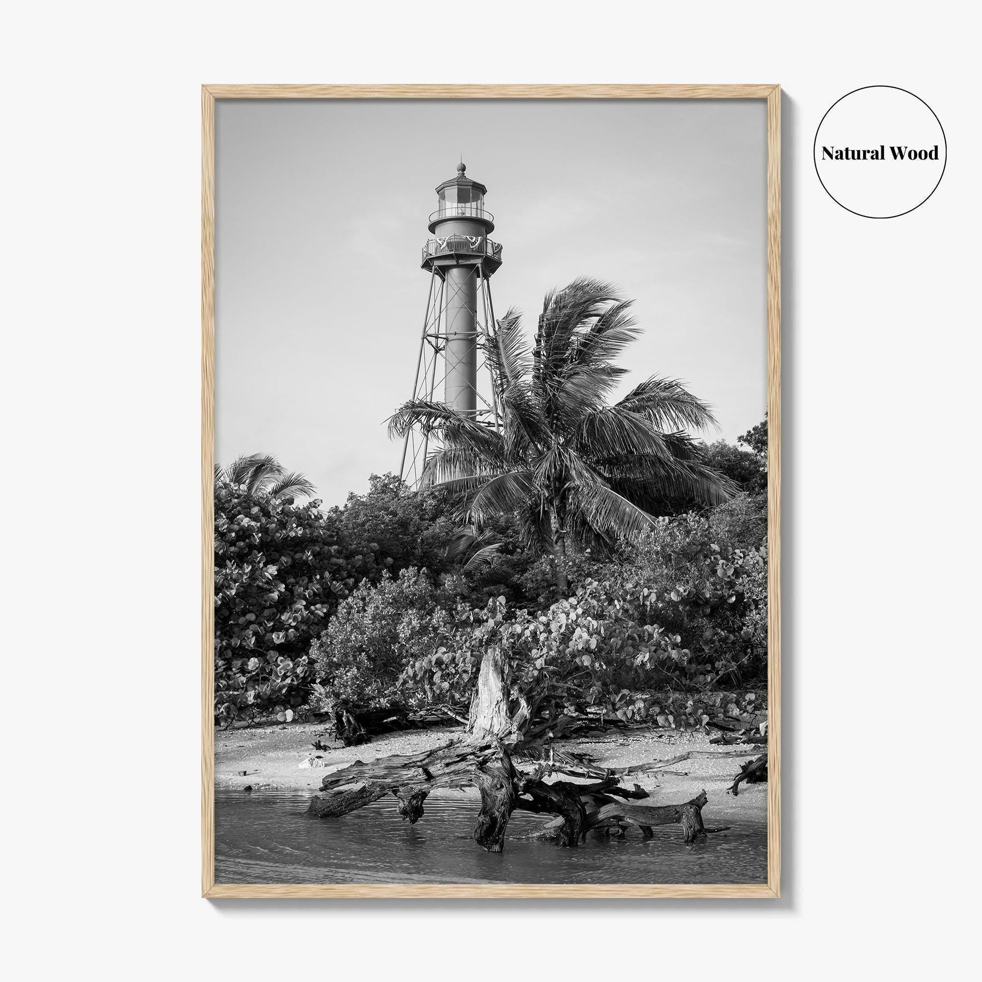Captiva Black and White Fine Art Photo Print, Sanibel Island Lighthouse, Florida Poster