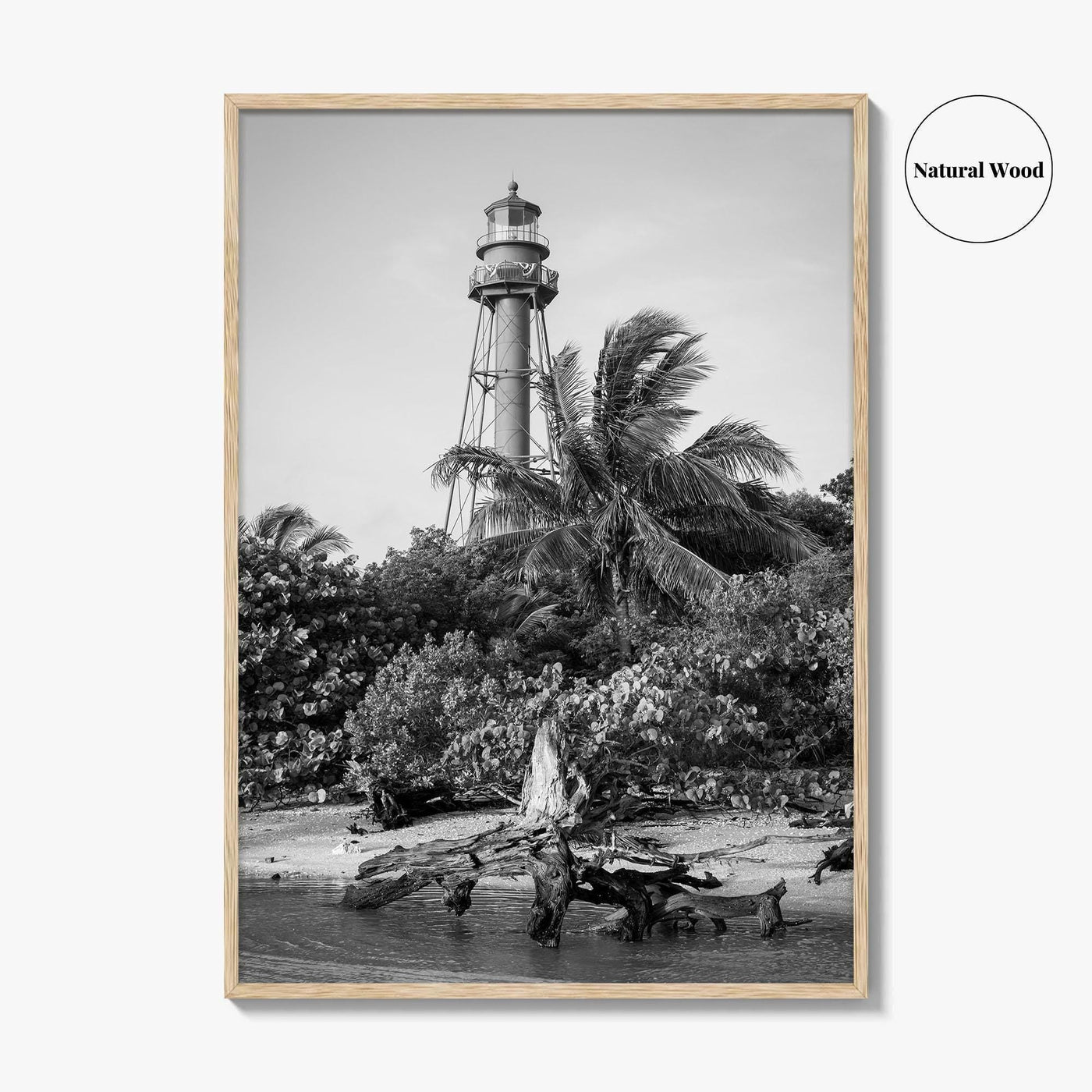 Captiva Black and White Fine Art Photo Print, Sanibel Island Lighthouse, Florida Poster
