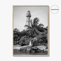 Captiva Black and White Fine Art Photo Print, Sanibel Island Lighthouse, Florida Poster
