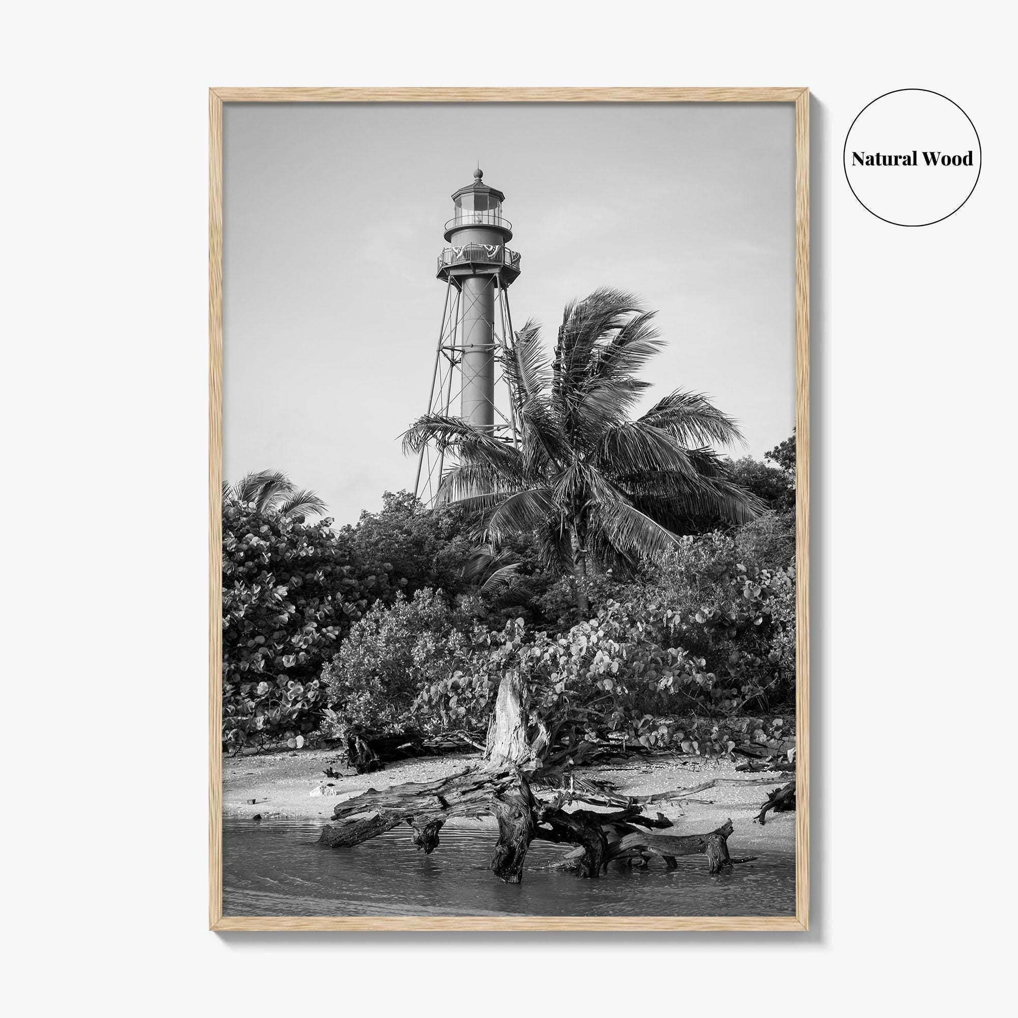 Captiva Black and White Fine Art Photo Print, Sanibel Island Lighthouse, Florida Poster