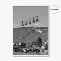 Grenoble Black and White Fine Art Photo Print, Bastille, Isere River Poster