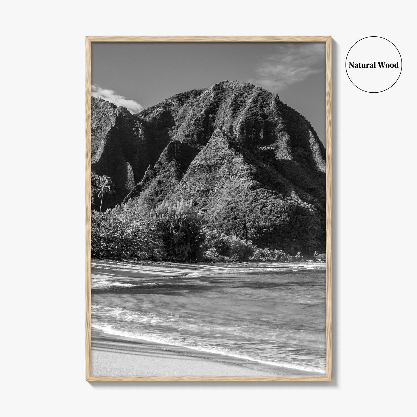 Tunnels Beach Kauai Black and White Fine Art Photo Print, Hawaii Wall Decor, Hanalei