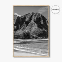 Tunnels Beach Kauai Black and White Fine Art Photo Print, Hawaii Wall Decor, Hanalei
