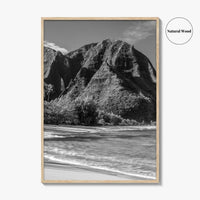 Tunnels Beach Kauai Black and White Fine Art Photo Print, Hawaii Wall Decor, Hanalei