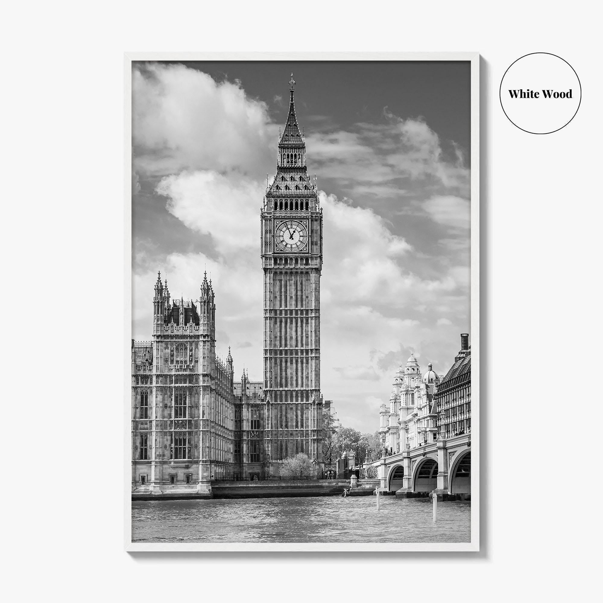 London Black and White Fine Art Photo Print, Big Ben Parliament UK Poster