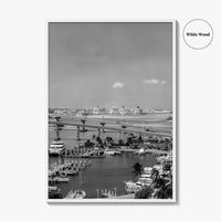 Nassau Black and White Fine Art Photo Print, Bahamas Paradise Island Bridge Boats Poster