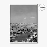 Nassau Black and White Fine Art Photo Print, Bahamas Paradise Island Bridge Boats Poster