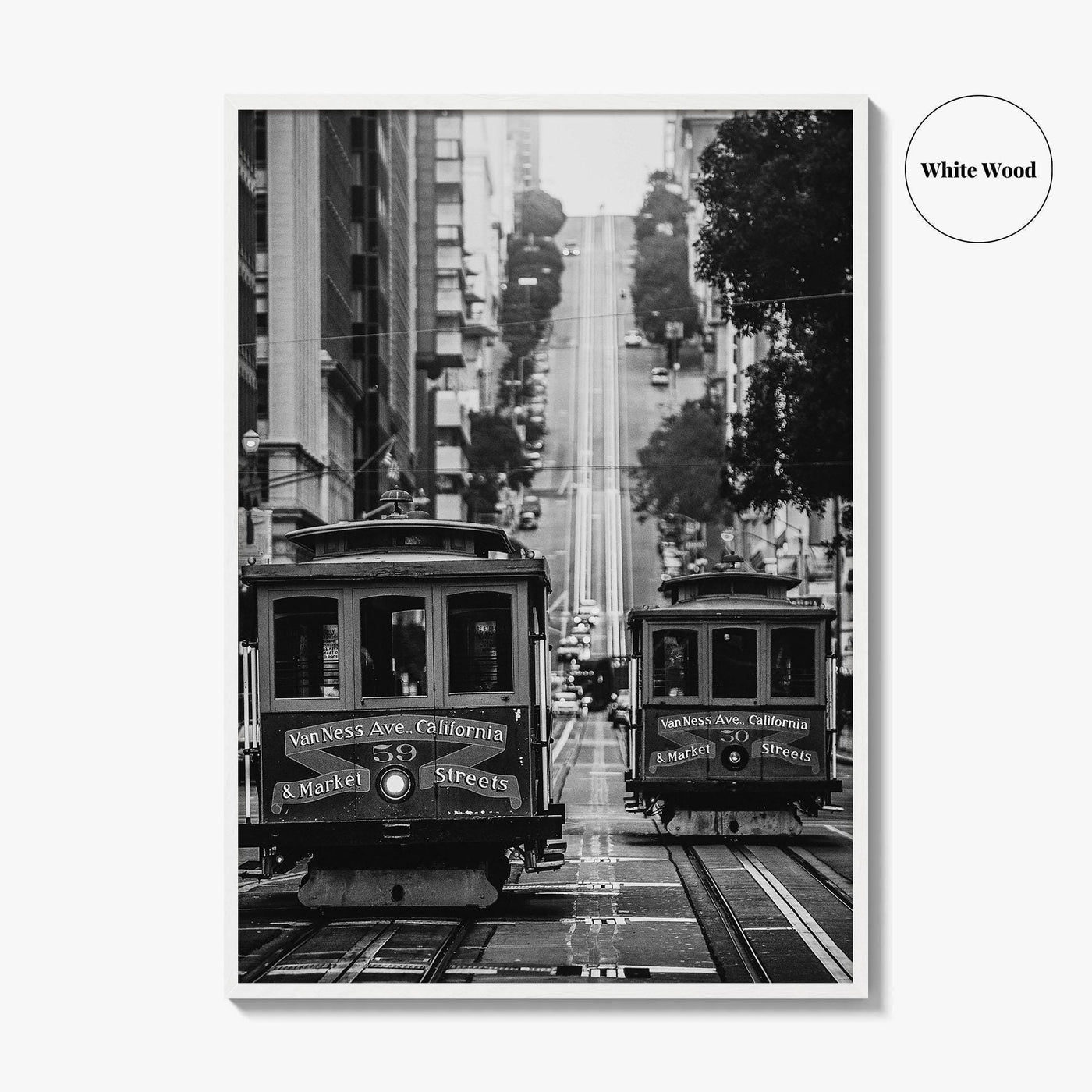 San Francisco Black and White Fine Art Photo Print, Cable Car California Street Poster