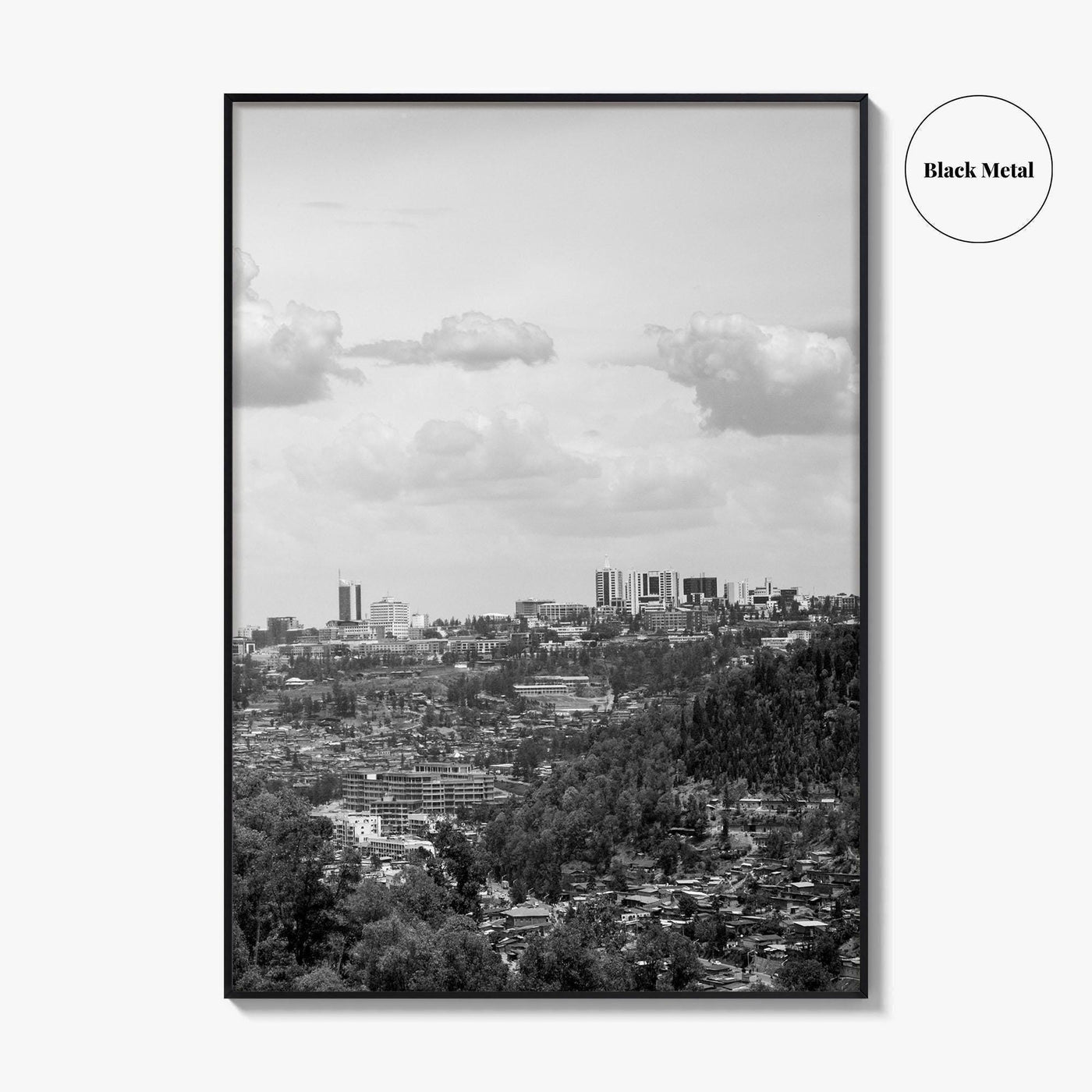 Kigali Skyline Black and White Fine Art Photo Print, Rwanda Poster Africa