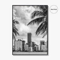 Miami Skyline Black and White Fine Art Photo Print, Florida Downtown Wall Poster, USA
