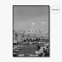 Nassau Black and White Fine Art Photo Print, Bahamas Paradise Island Bridge Boats Poster
