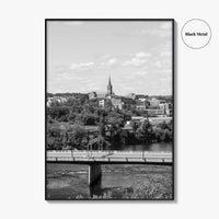 Manchester New Hampshire Skyline Black and White Fine Art Photo Print, Poster, Merrimack River