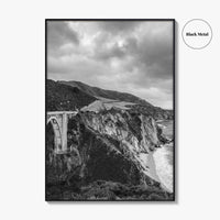 Big Sur Black and White Fine Art Photo Print, Bixby Bridge Poster