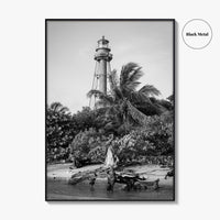Captiva Black and White Fine Art Photo Print, Sanibel Island Lighthouse, Florida Poster