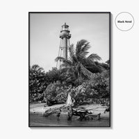 Captiva Black and White Fine Art Photo Print, Sanibel Island Lighthouse, Florida Poster