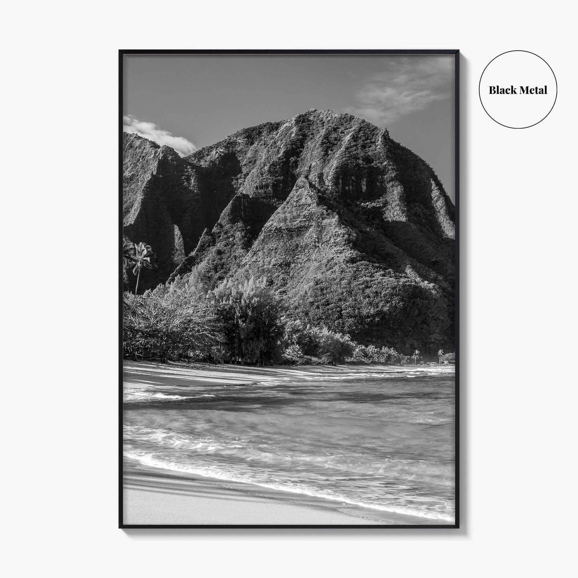Tunnels Beach Kauai Black and White Fine Art Photo Print, Hawaii Wall Decor, Hanalei