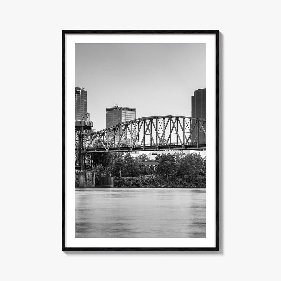 Little Rock Skyline Black and White Fine Art Photo Print, Arkansas Wall Poster, USA