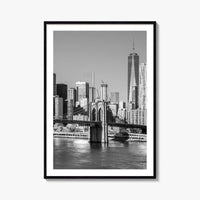 New York City Skyline Black and White Fine Art Photo Print, Brooklyn Bridge Poster