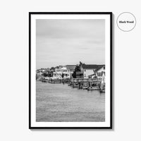Avalon Black and White Fine Art Photo Print, Waterfront Homes, New Jersey Poster