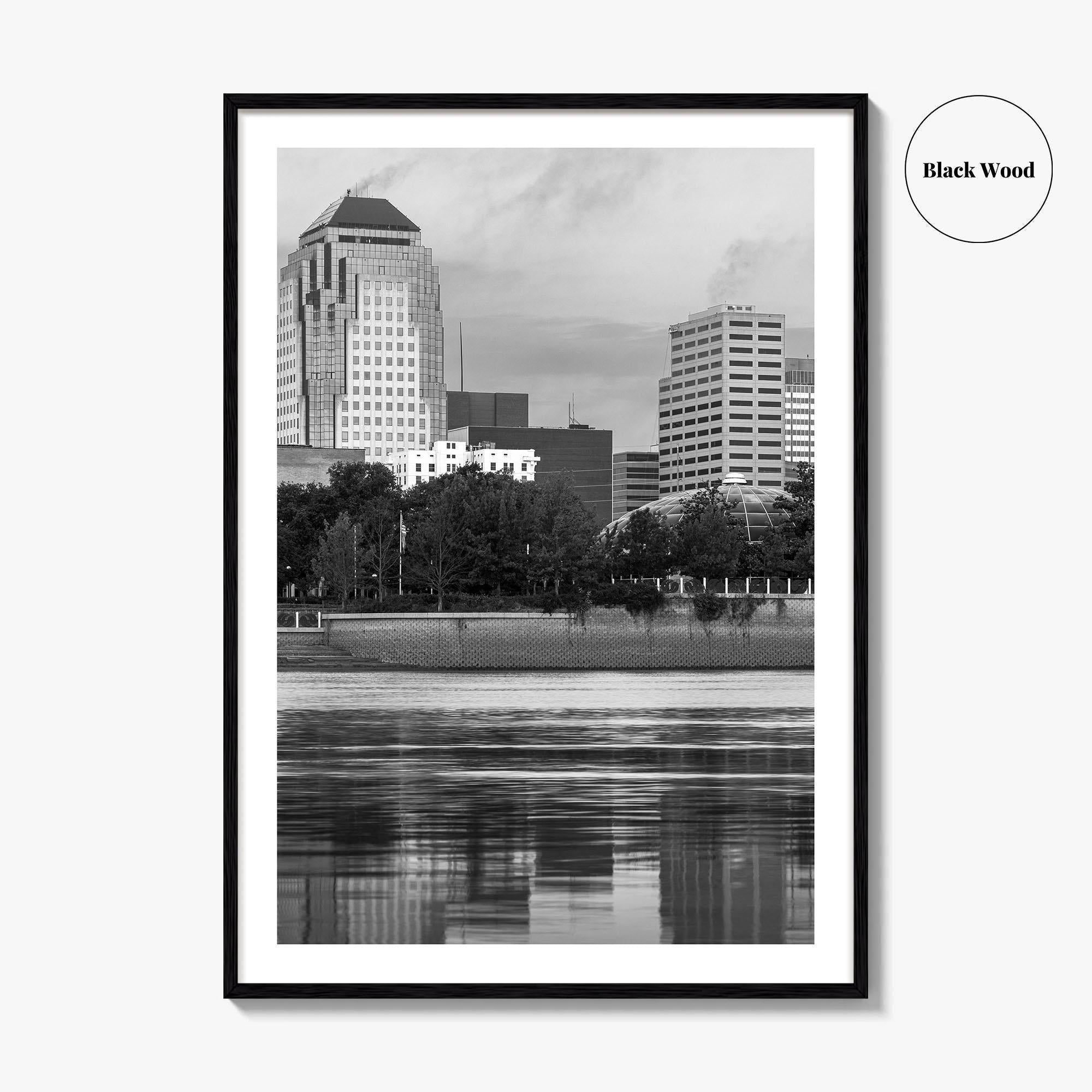 Shreveport Skyline Black and White Fine Art Photo Print, Red River Louisiana Poster
