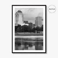 Shreveport Skyline Black and White Fine Art Photo Print, Red River Louisiana Poster