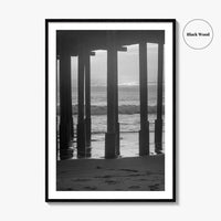 Ventura Black and White Fine Art Photo Print, Pier, California Coast Wall Poster, USA