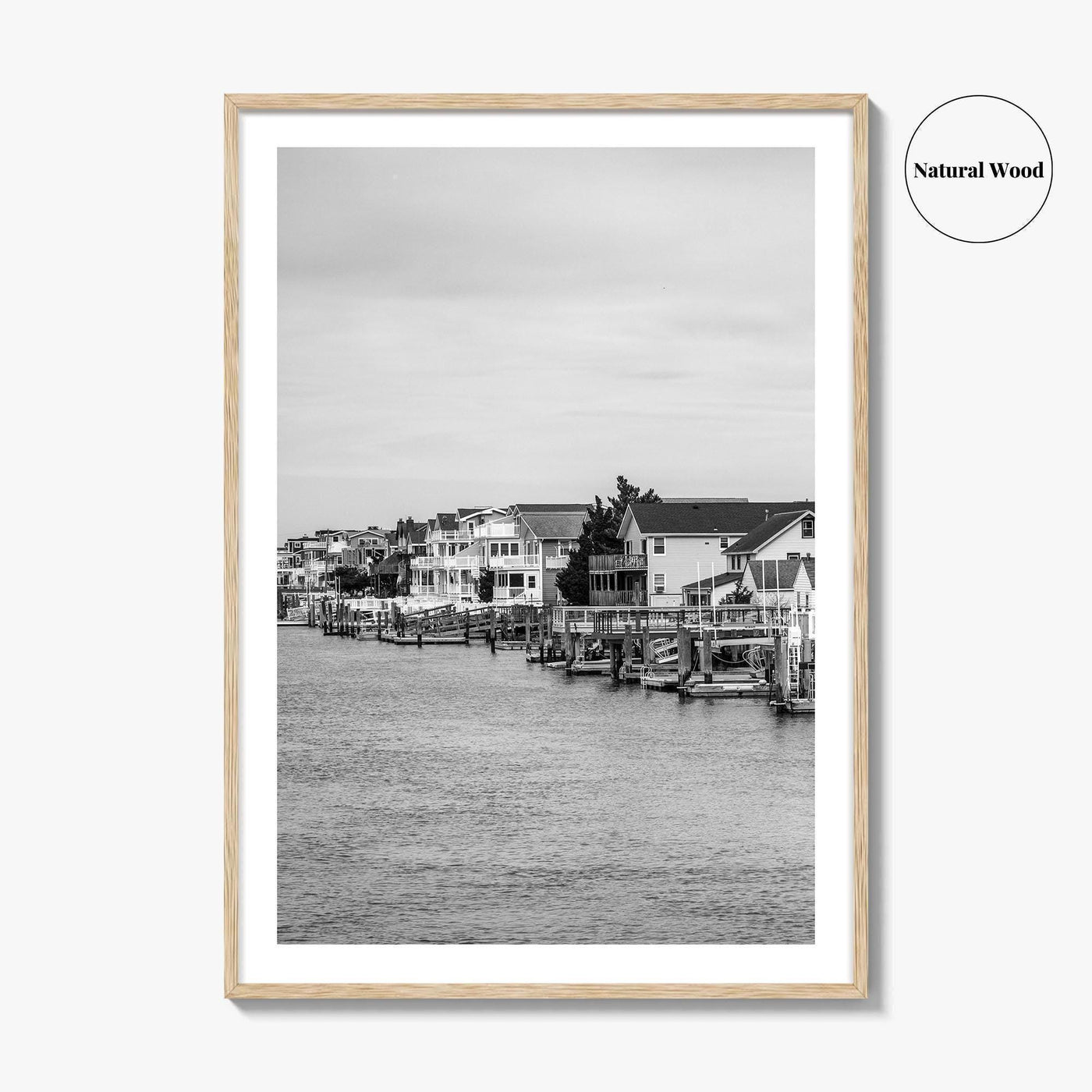 Avalon Black and White Fine Art Photo Print, Waterfront Homes, New Jersey Poster