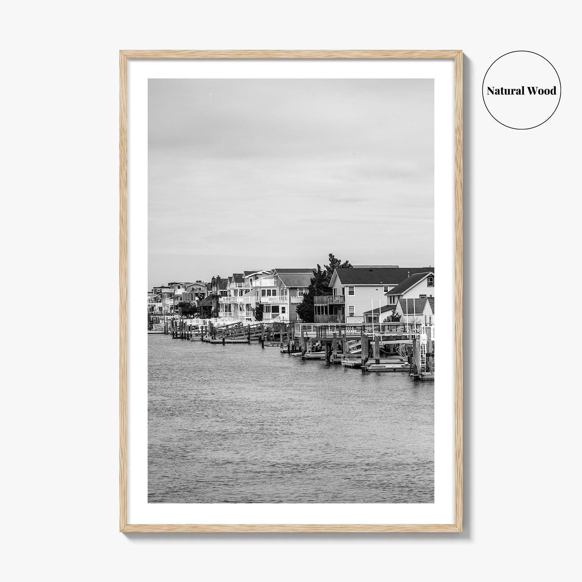 Avalon Black and White Fine Art Photo Print, Waterfront Homes, New Jersey Poster