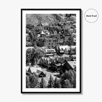 Telluride Black and White Fine Art Photo Print, Colorado Mountain Village Poster