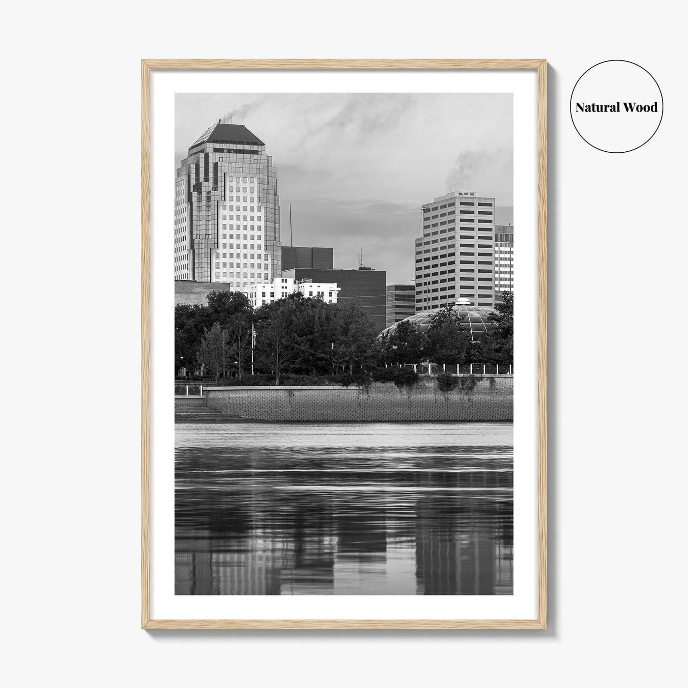 Shreveport Skyline Black and White Fine Art Photo Print, Red River Louisiana Poster