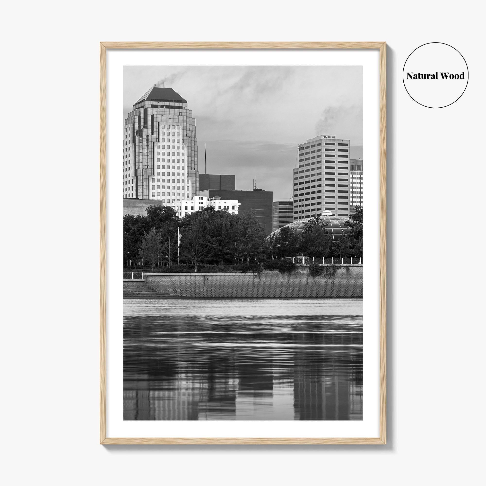 Shreveport Skyline Black and White Fine Art Photo Print, Red River Louisiana Poster