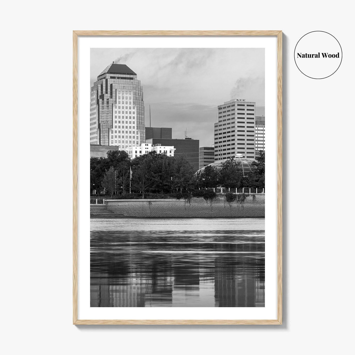 Shreveport Skyline Black and White Fine Art Photo Print, Red River Louisiana Poster