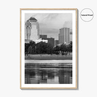 Shreveport Skyline Black and White Fine Art Photo Print, Red River Louisiana Poster