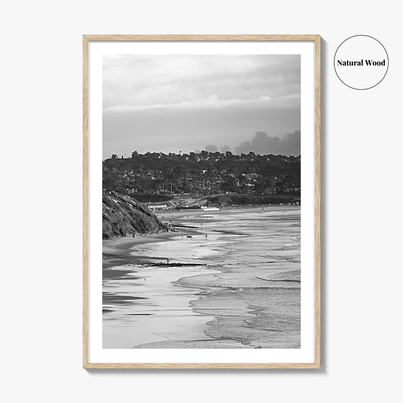 Solana Beach Black and White Fine Art Photo Print, San Diego California Poster