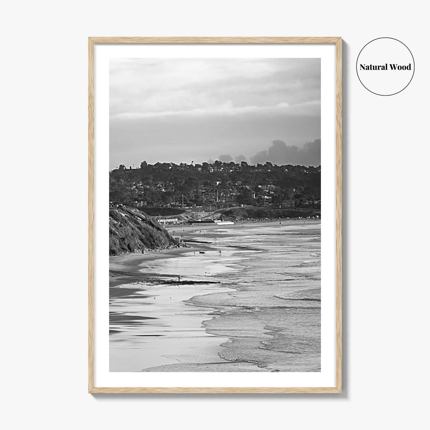Solana Beach Black and White Fine Art Photo Print, San Diego California Poster