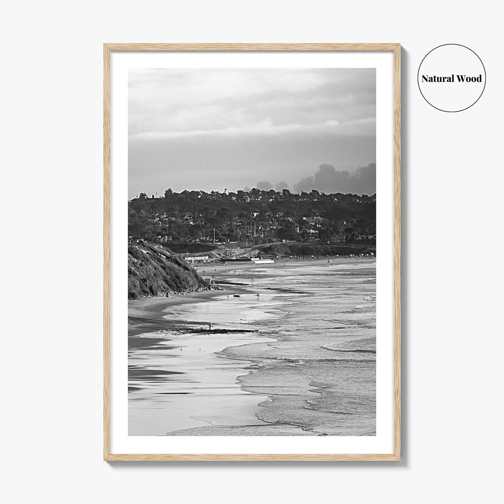 Solana Beach Black and White Fine Art Photo Print, San Diego California Poster