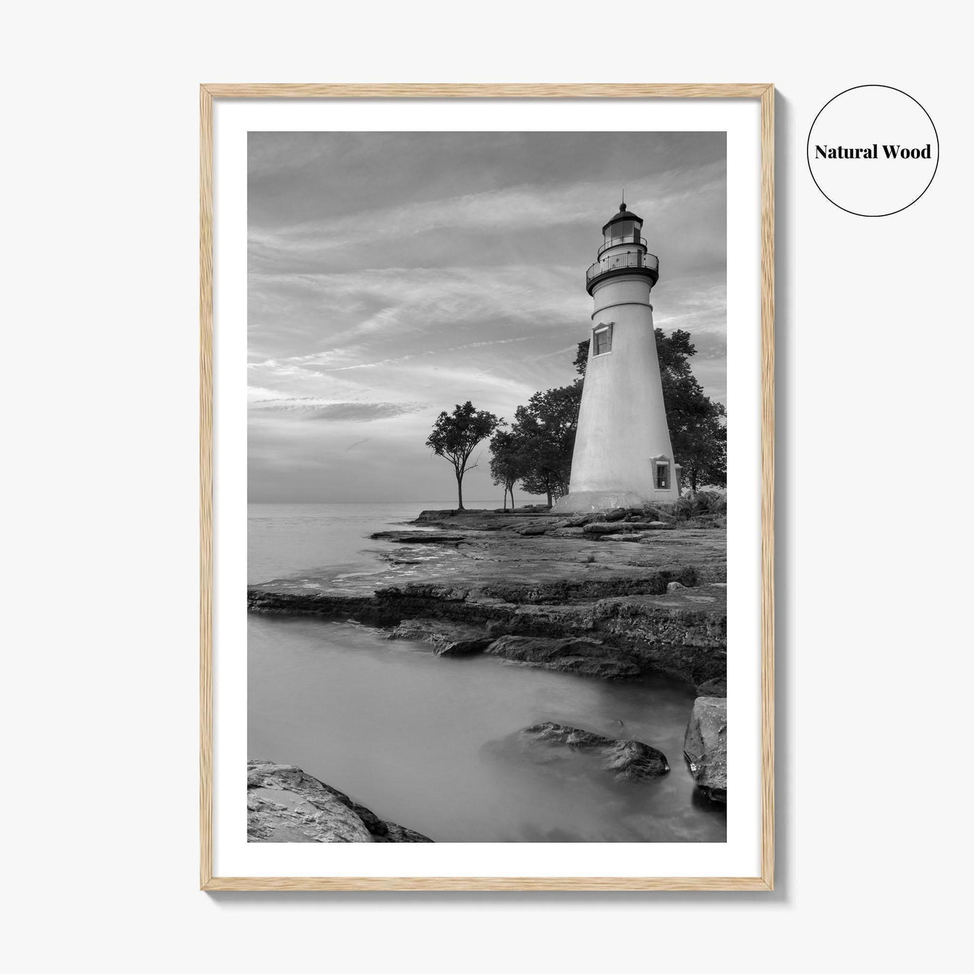 Marblehead Lighthouse Black and White Fine Art Photo Print, Lake Erie Ohio Poster