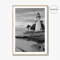 Marblehead Lighthouse Black and White Fine Art Photo Print, Lake Erie Ohio Poster