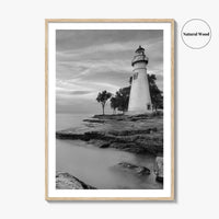 Marblehead Lighthouse Black and White Fine Art Photo Print, Lake Erie Ohio Poster