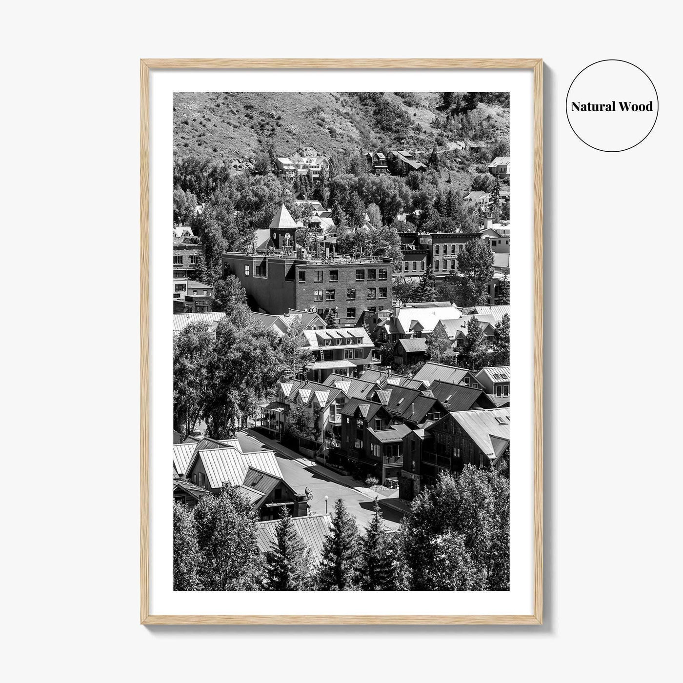 Telluride Black and White Fine Art Photo Print, Colorado Mountain Village Poster