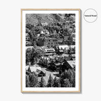 Telluride Black and White Fine Art Photo Print, Colorado Mountain Village Poster