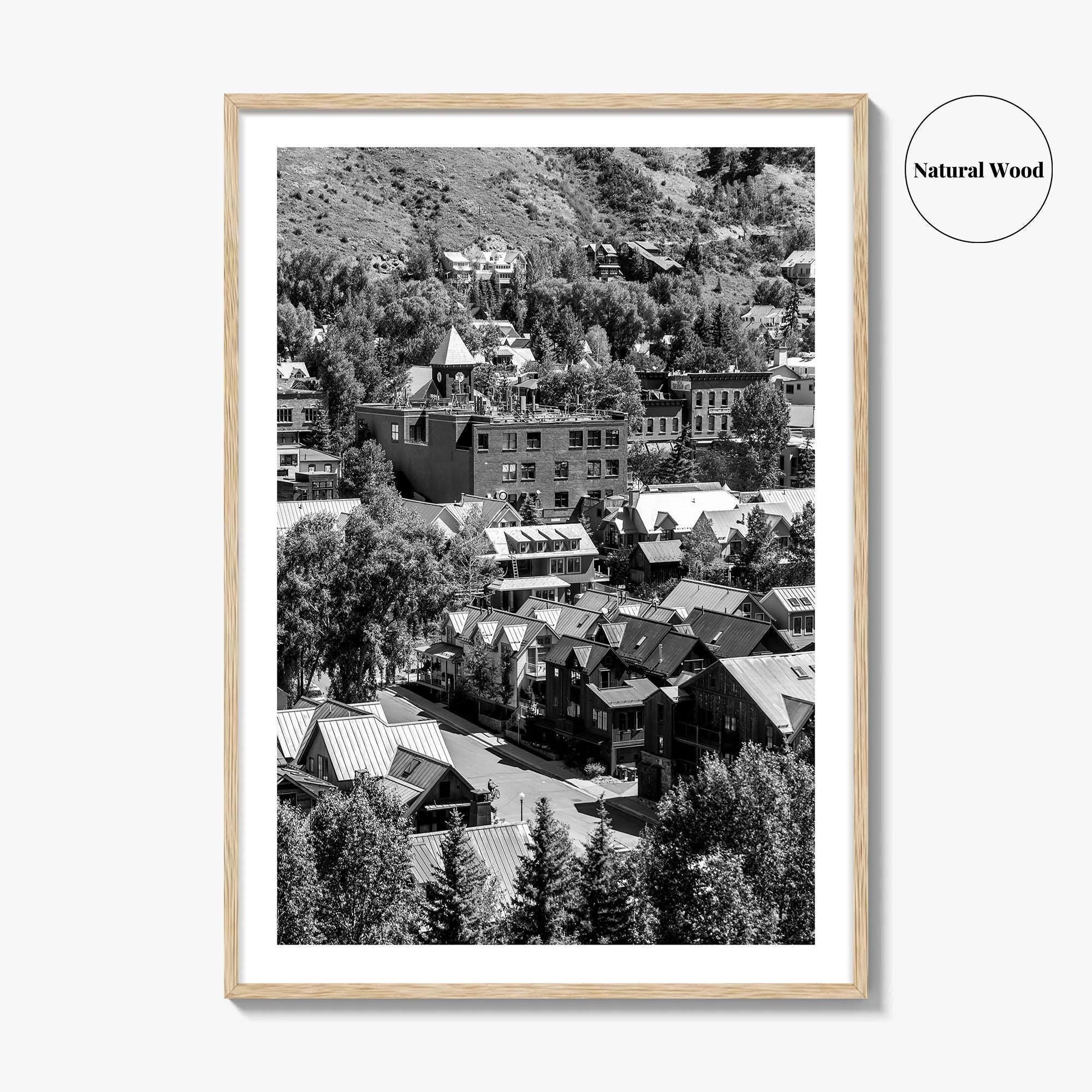 Telluride Black and White Fine Art Photo Print, Colorado Mountain Village Poster