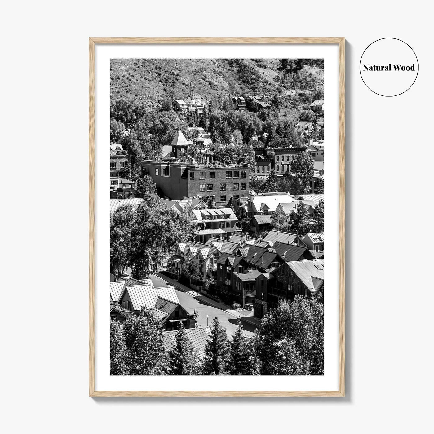 Telluride Black and White Fine Art Photo Print, Colorado Mountain Village Poster
