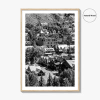 Telluride Black and White Fine Art Photo Print, Colorado Mountain Village Poster